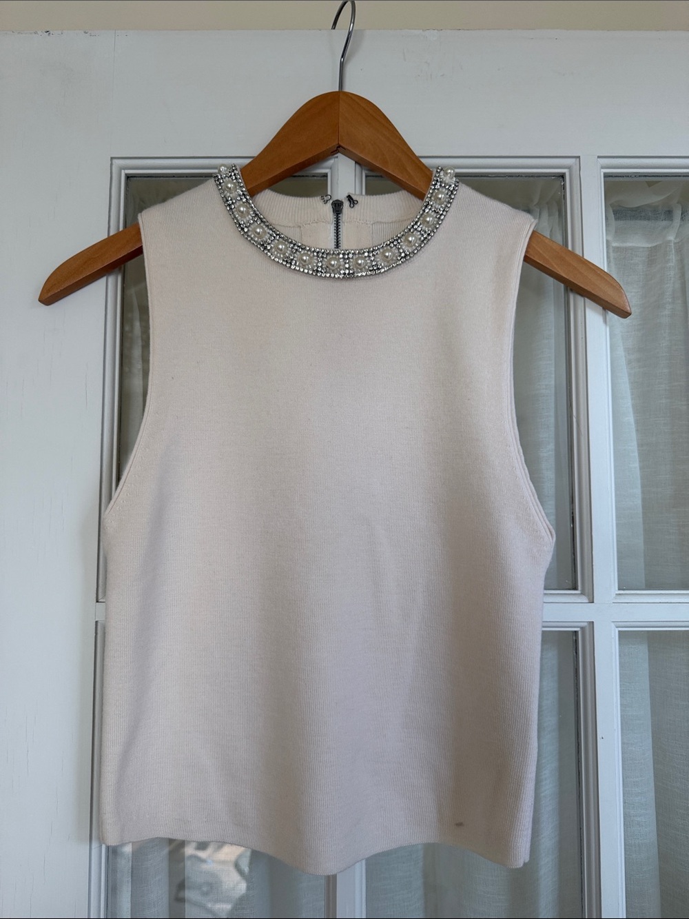 Alice + Olivia Amal Crystal-Embellished Crepe Top